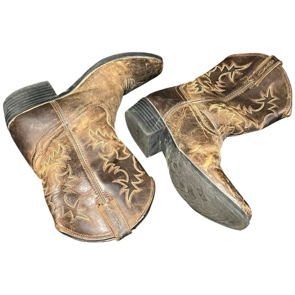 Ariat Heritage Cowboy Boots Kids Size 4 Brown Leather Western Pull On